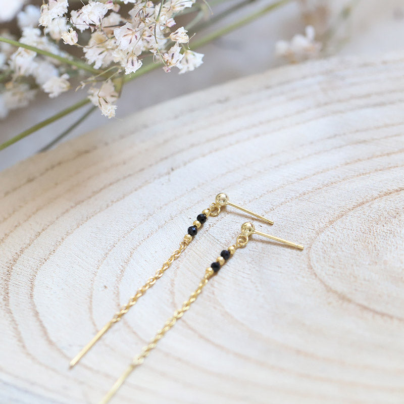Boucles d'oreilles chainette onyx MOONSOON
