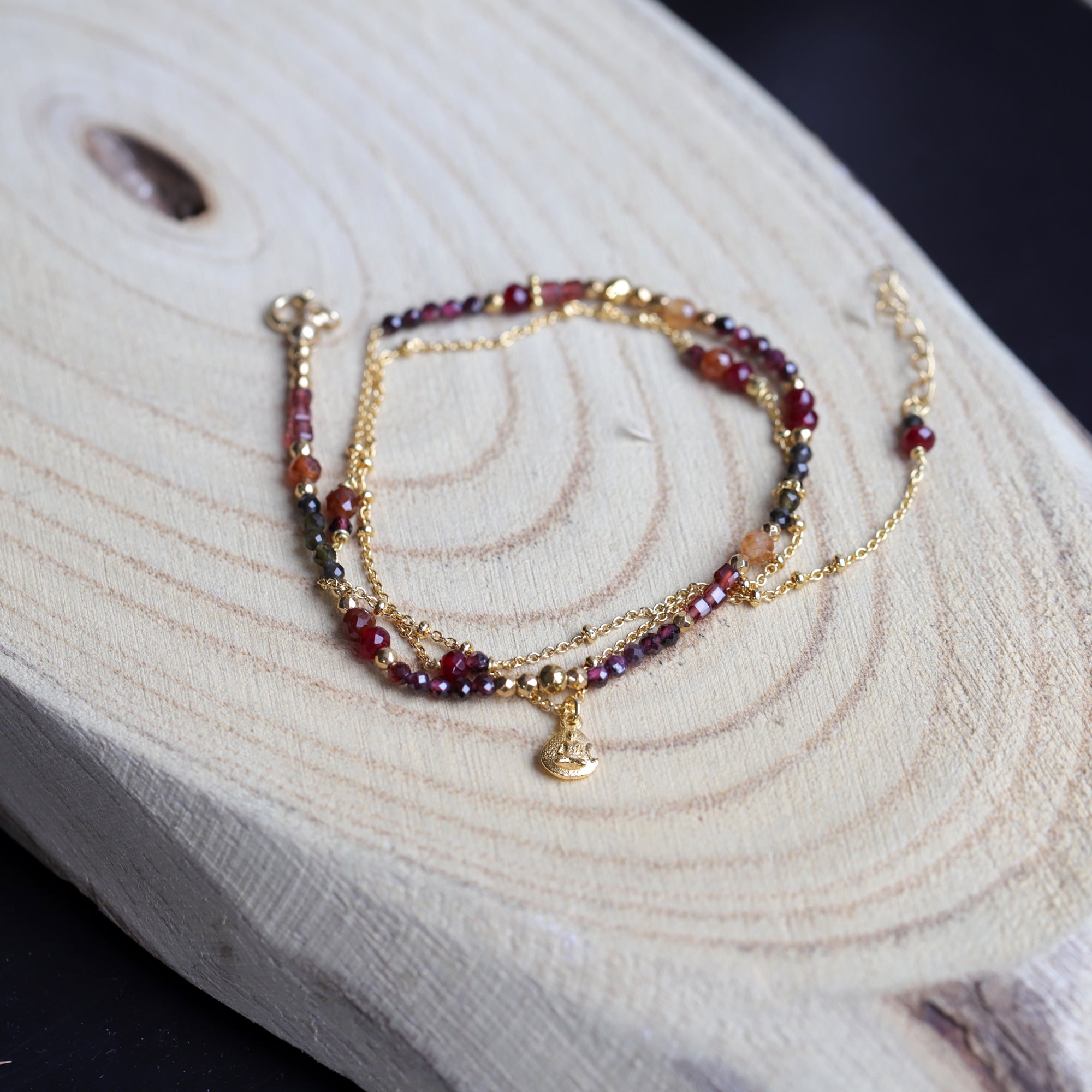 Bracelet/Collier 2 en 1 en grenat et pendentif bouddha
