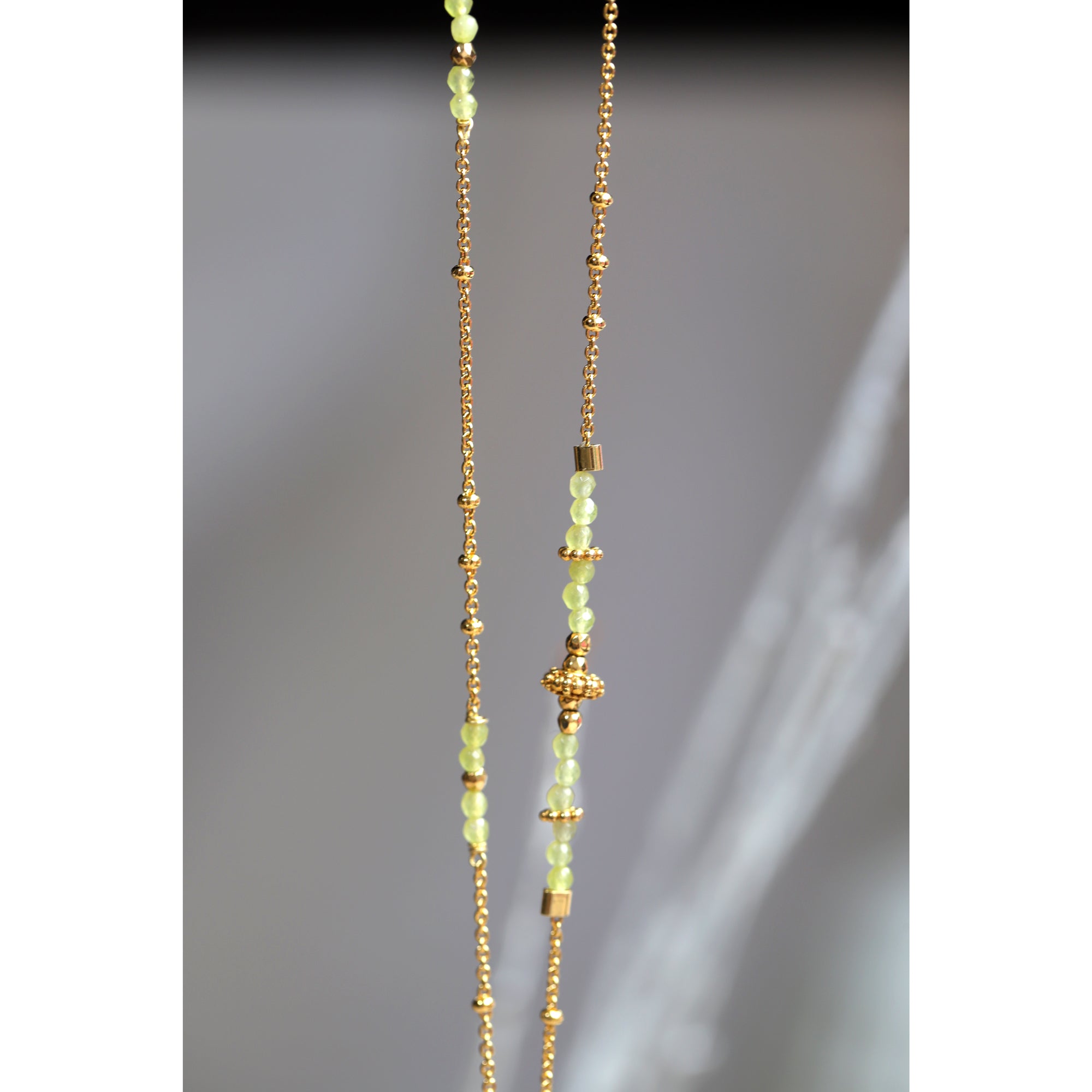 Collier pendentif quartz vert & péridot MOONSOON