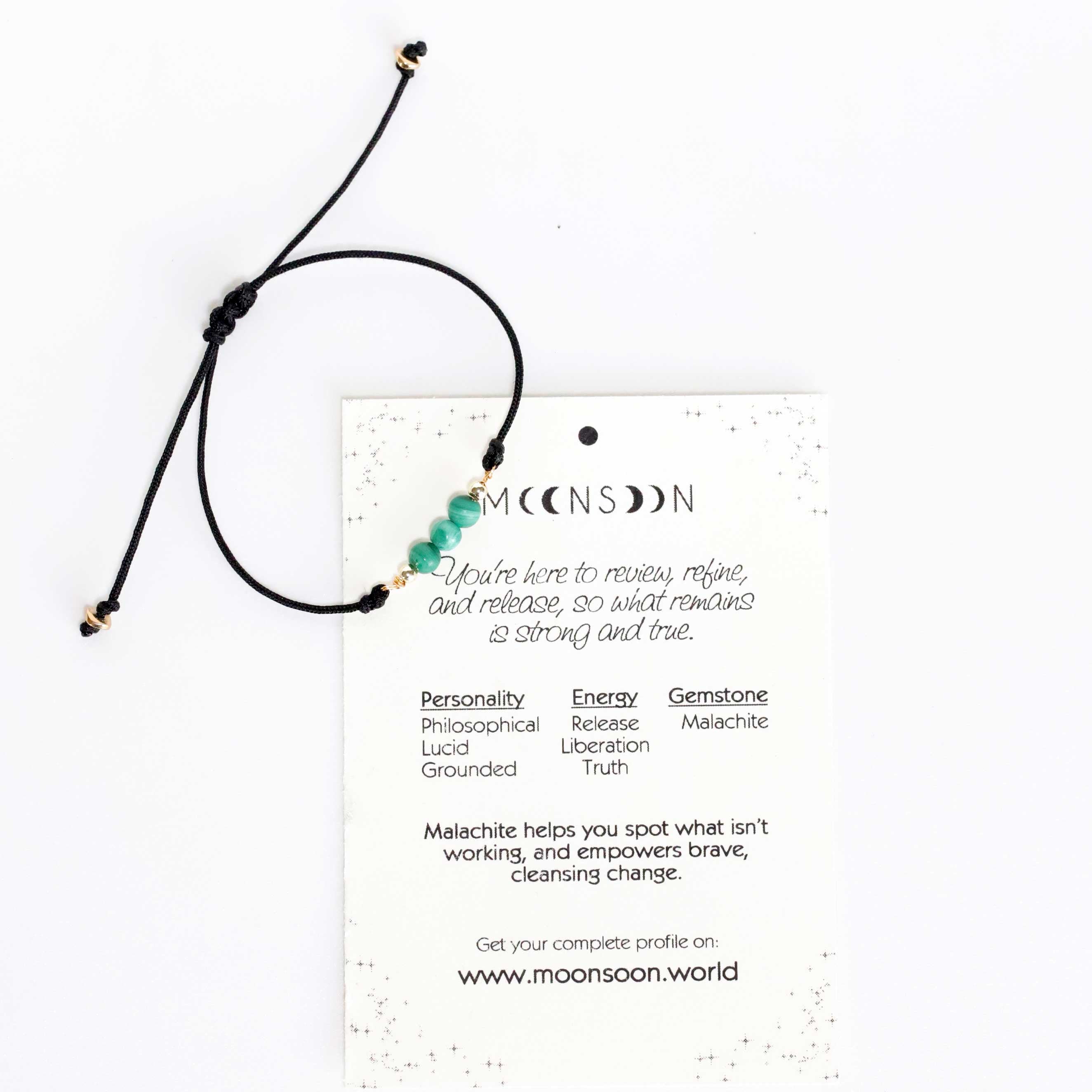 Cord Bracelet with Malachite