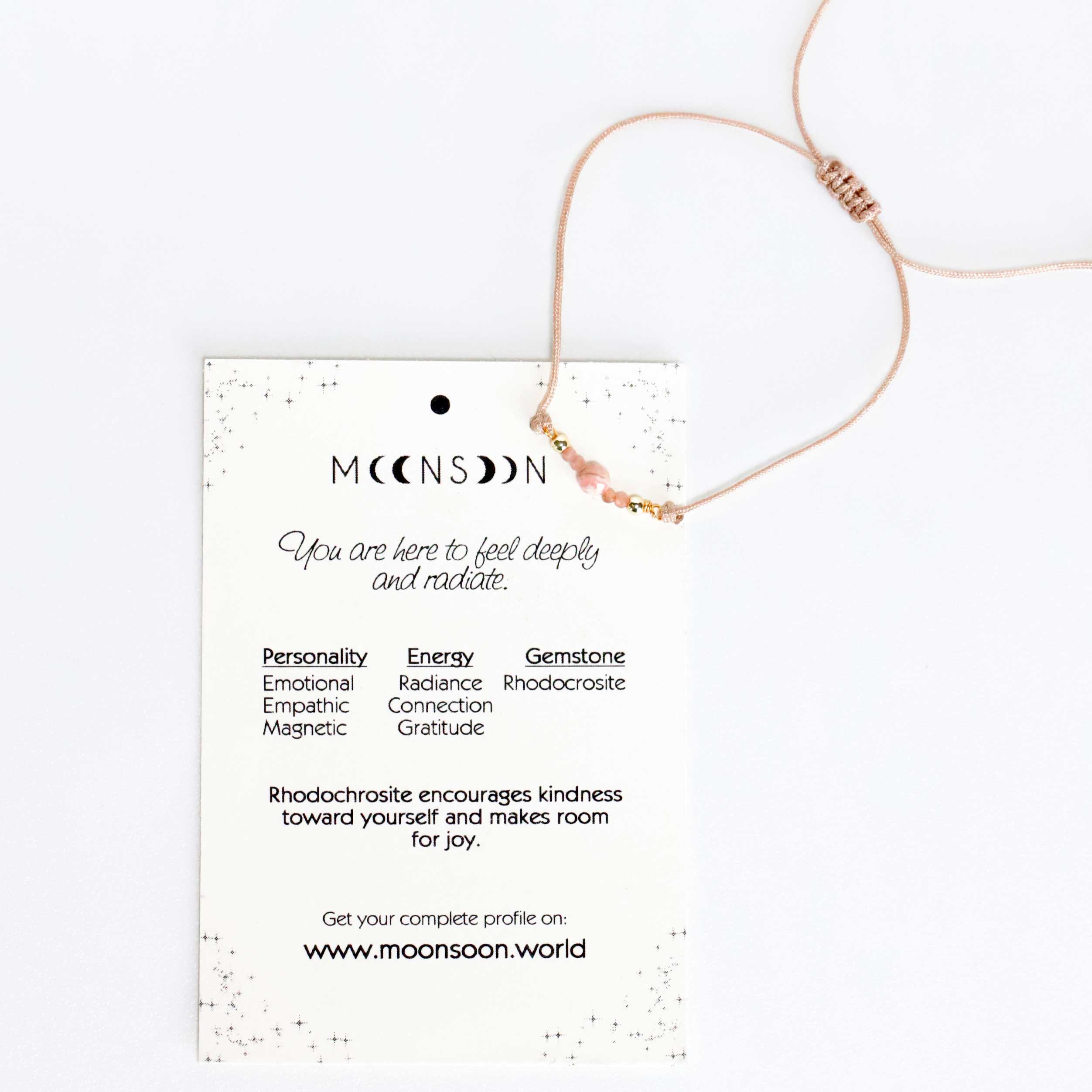 Cord Bracelet with Rhodochrosite