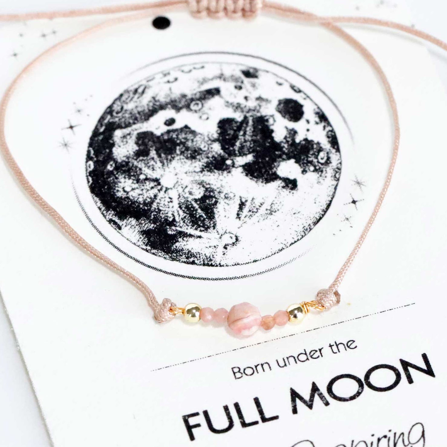 Cord Bracelet with Rhodochrosite