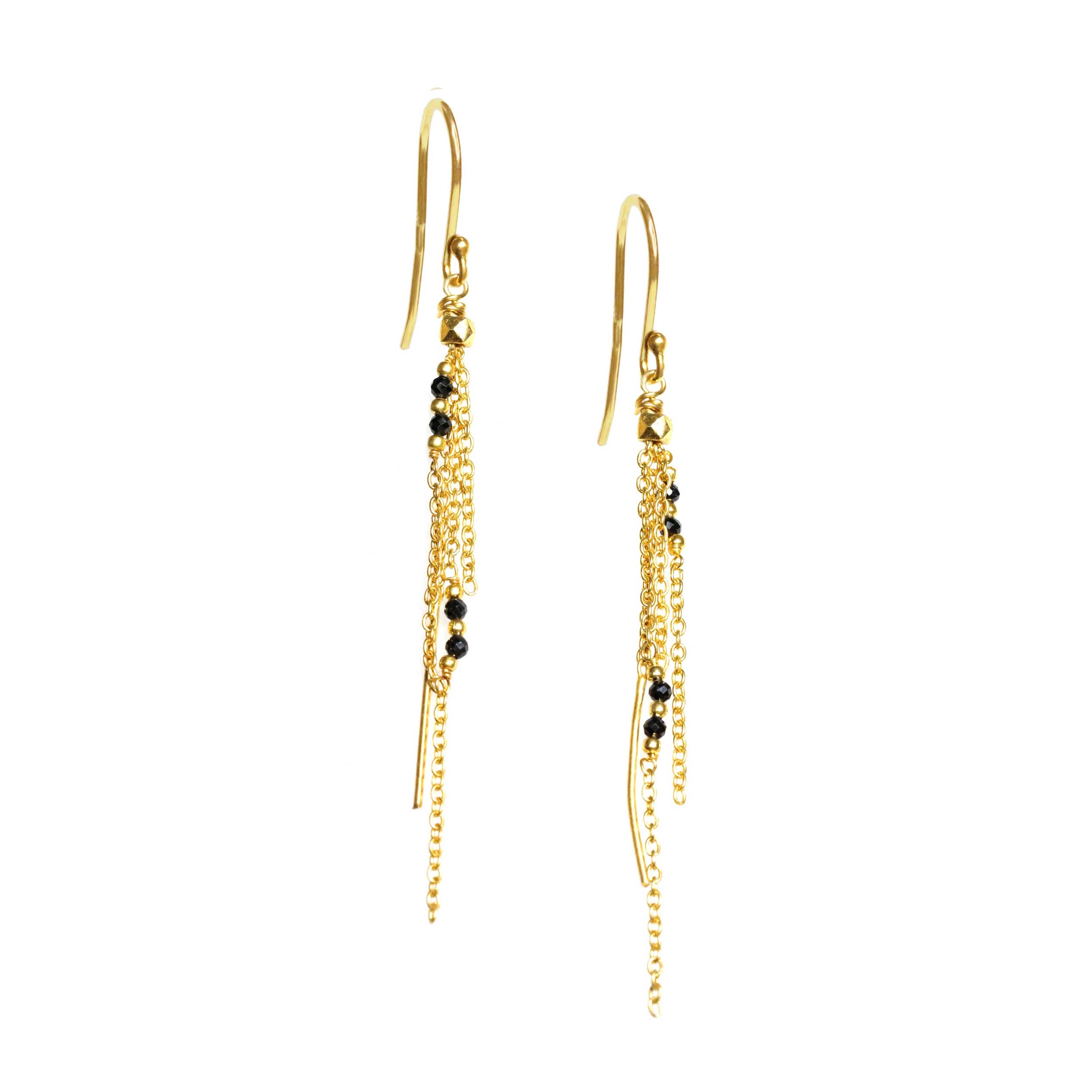 Onyx chain earrings