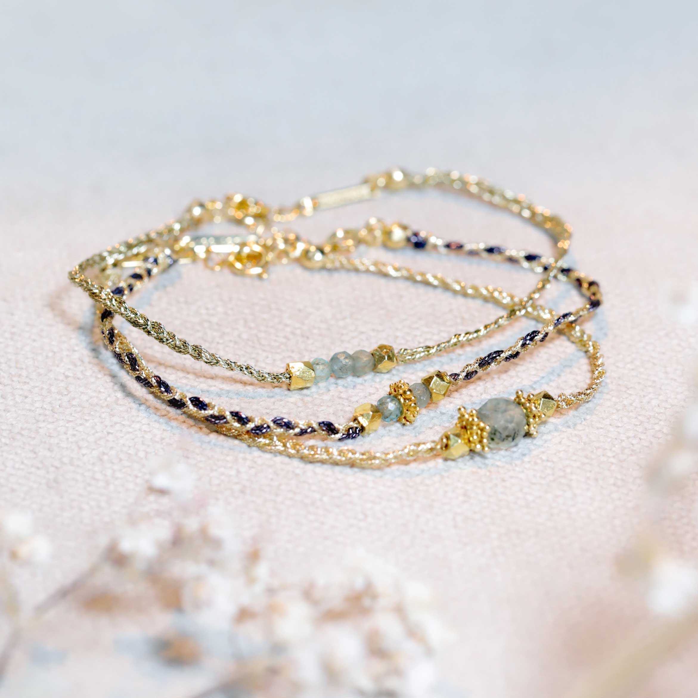 Handwoven bracelet Labradorite