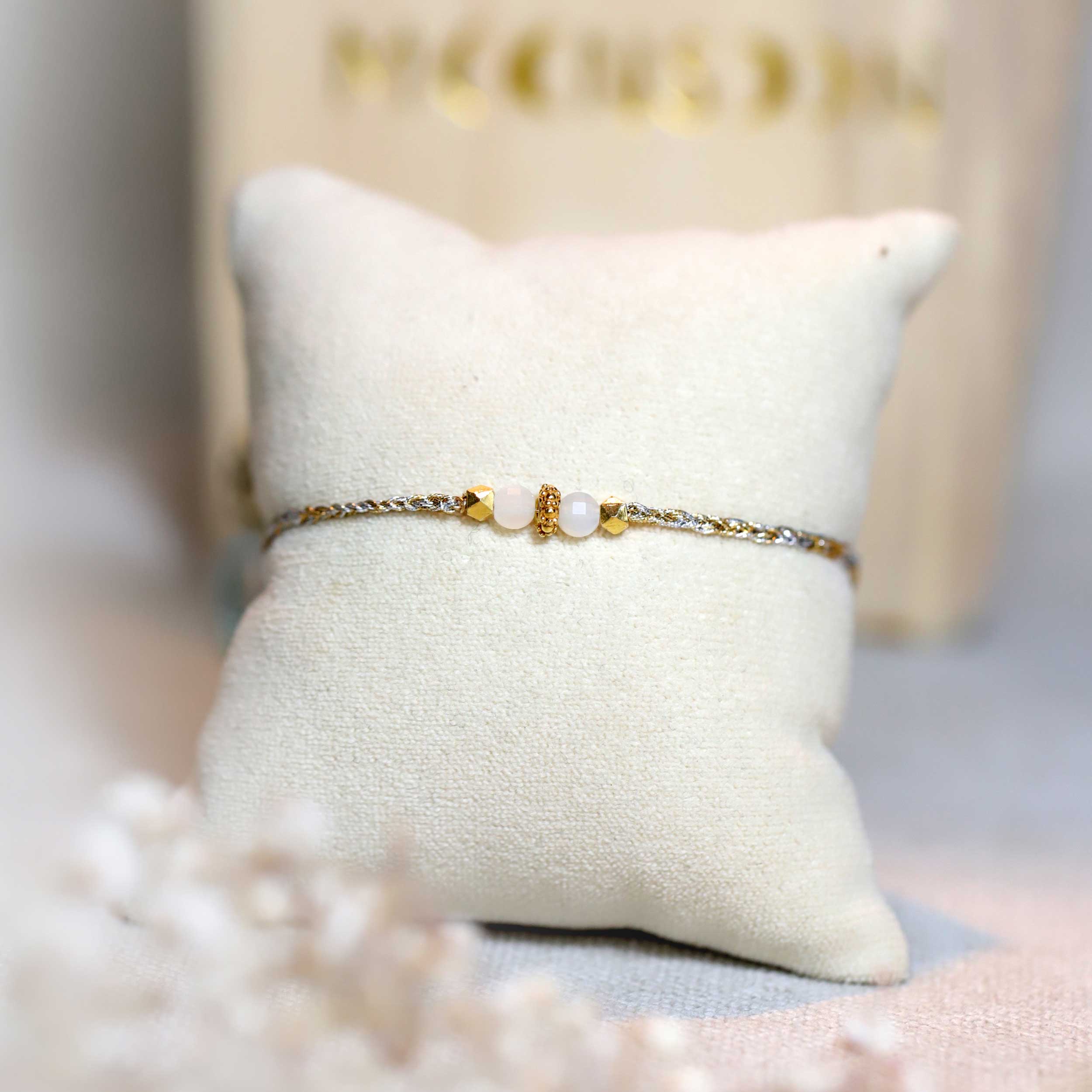 Handwoven bracelet Moonstone