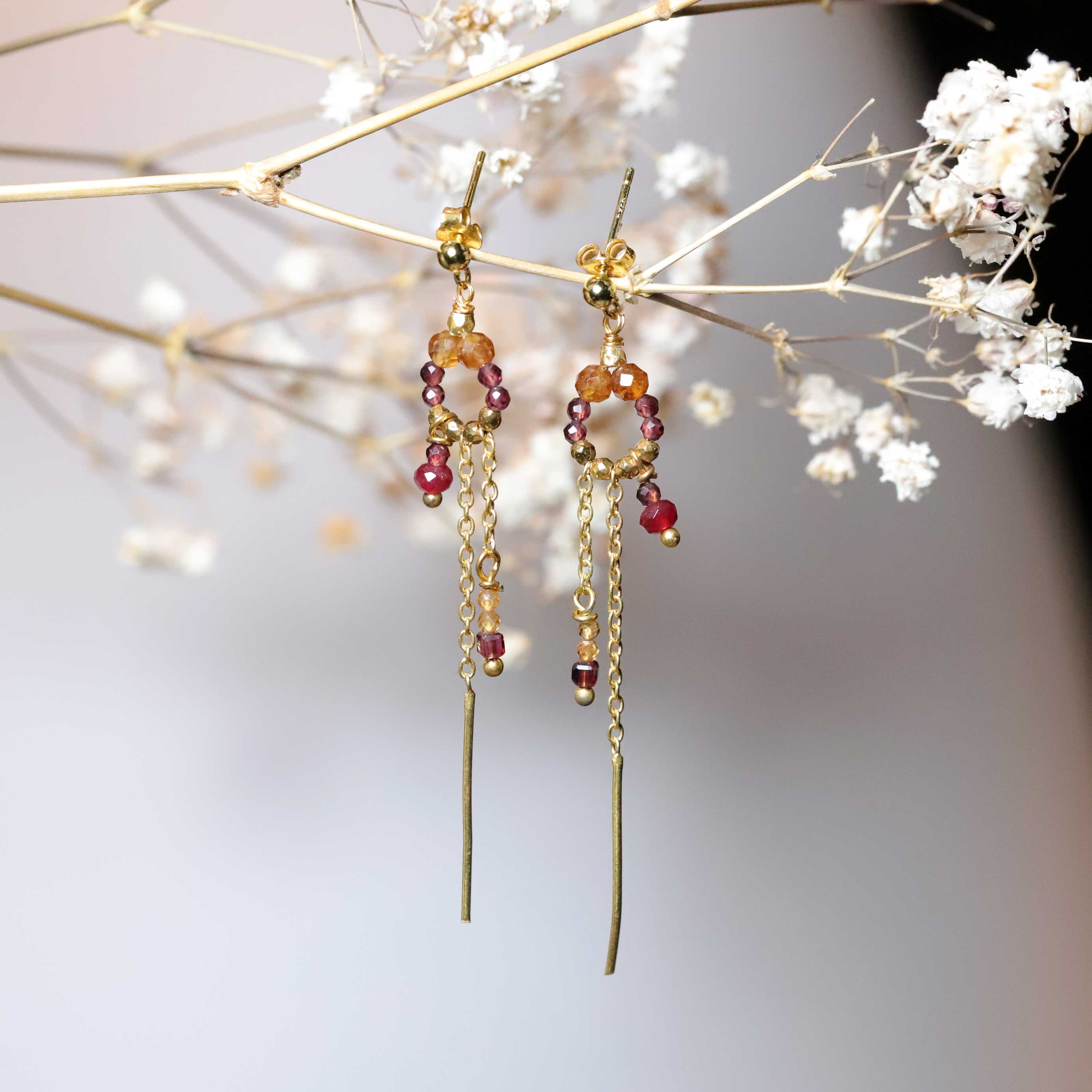 Earrings with Garnet and ruby