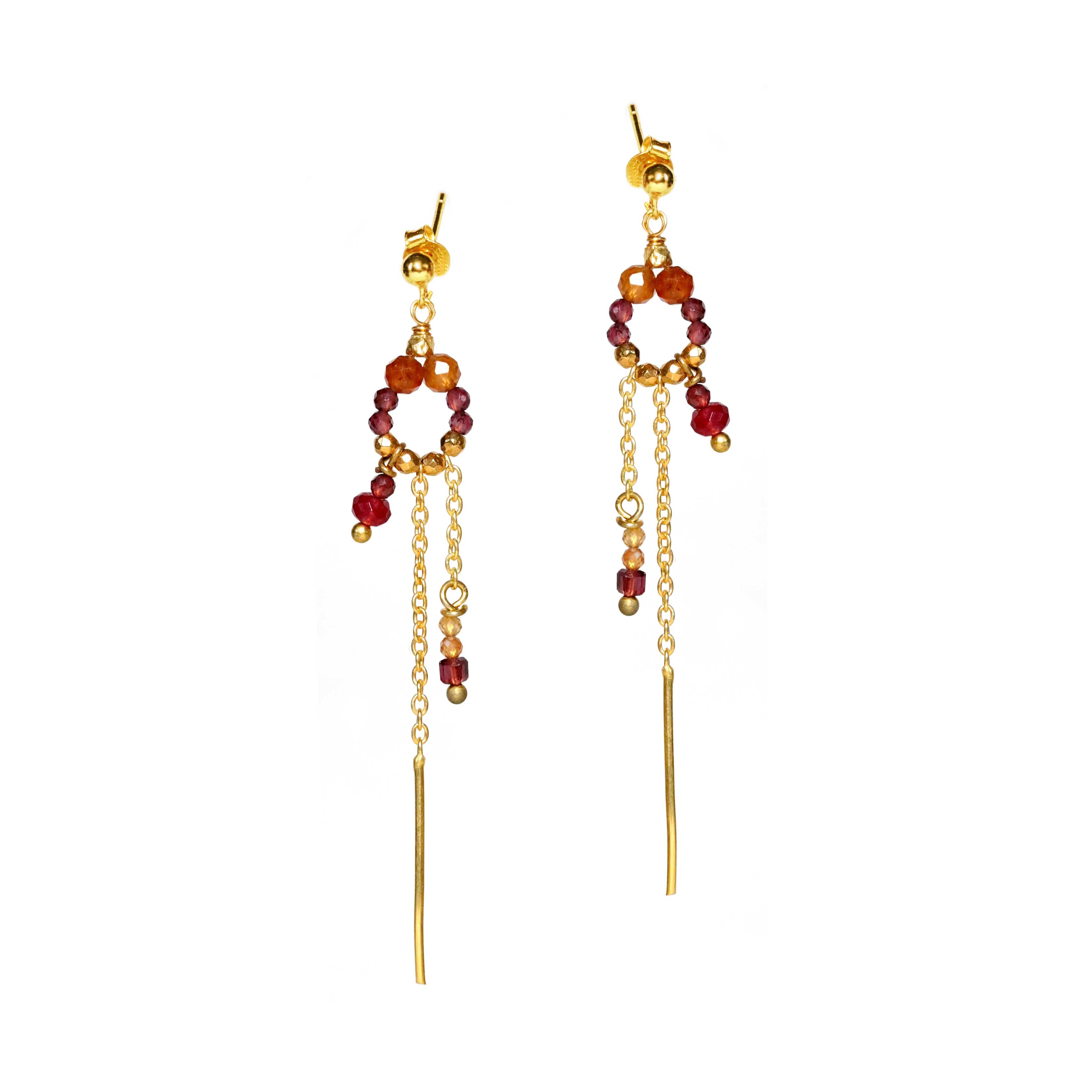 Earrings with Garnet and ruby