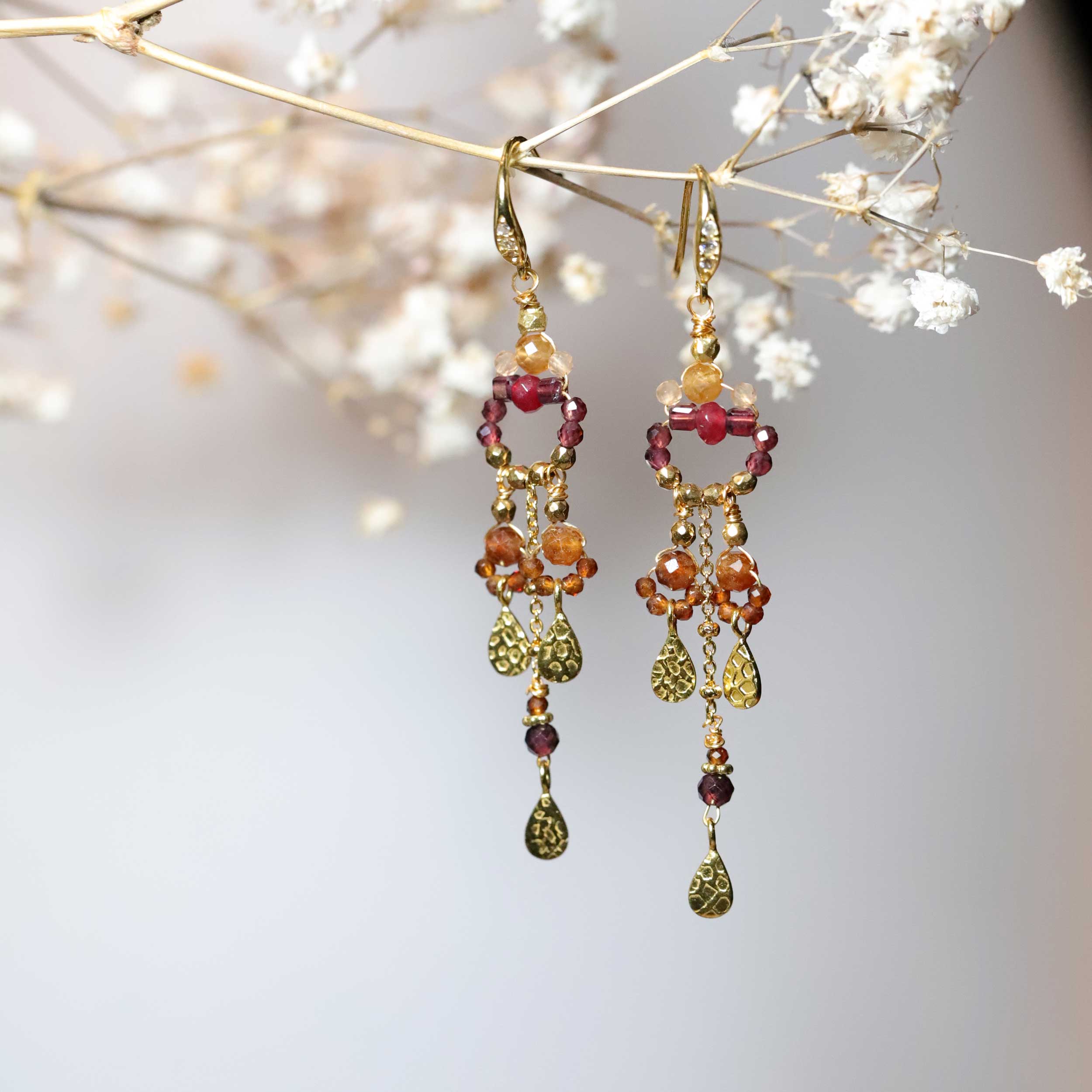 Earrings with Garnet and ruby