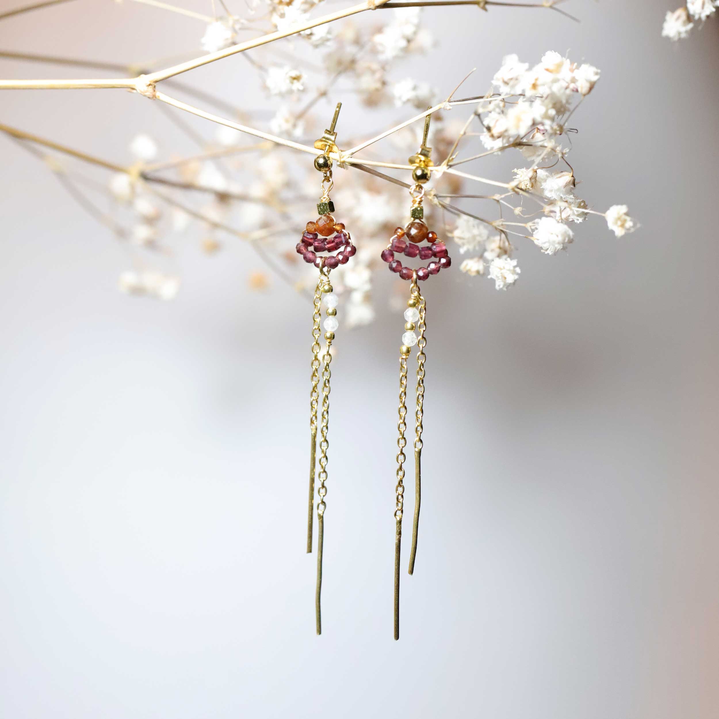 Earrings with Garnet and ruby