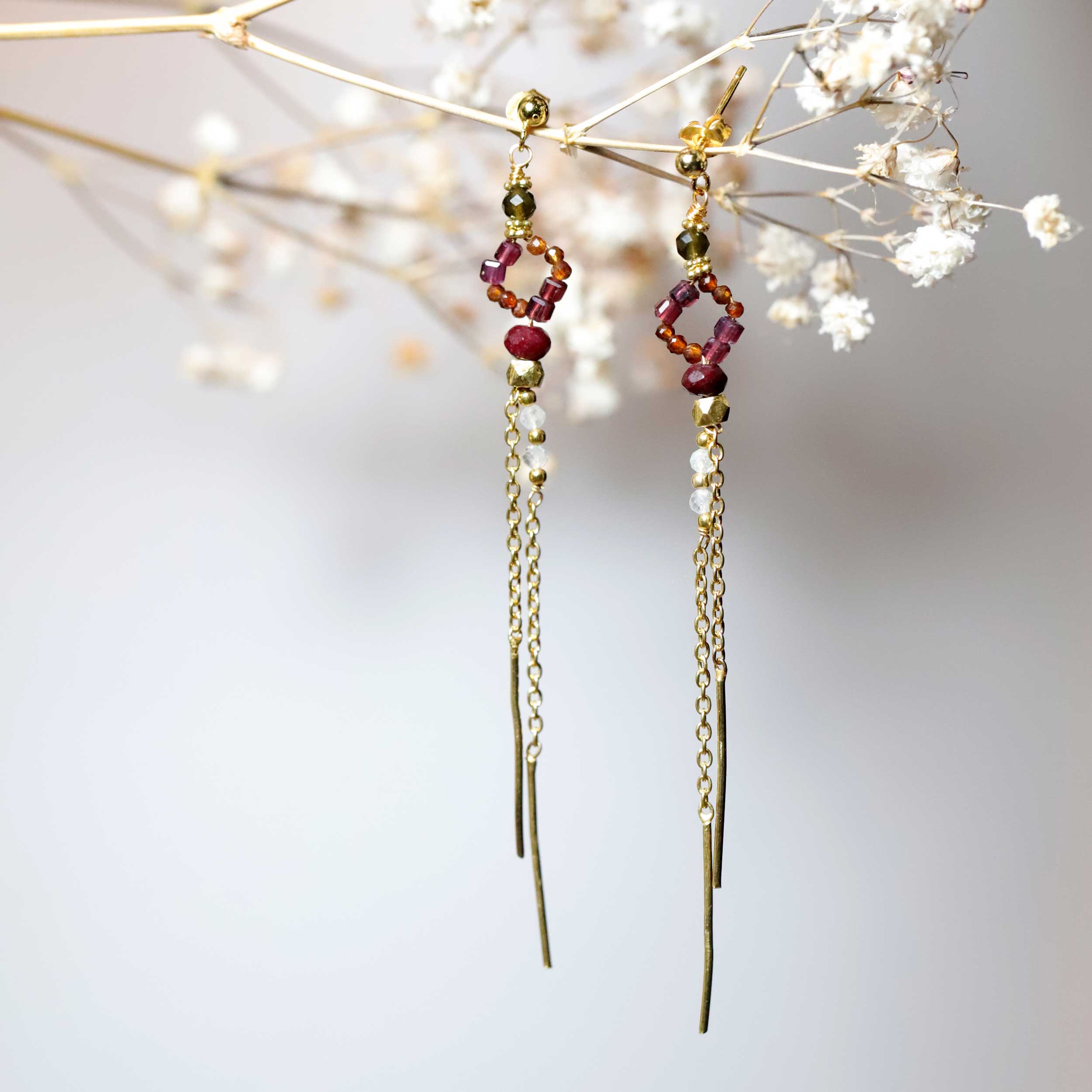 Earrings with Garnet and ruby
