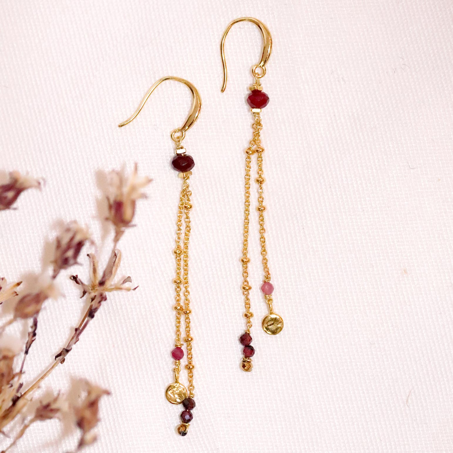 Earrings with Garnet and ruby