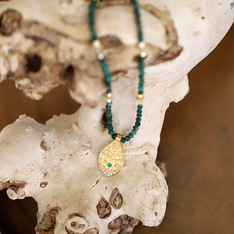 Collier euchlorite & pendentif arbre de vie