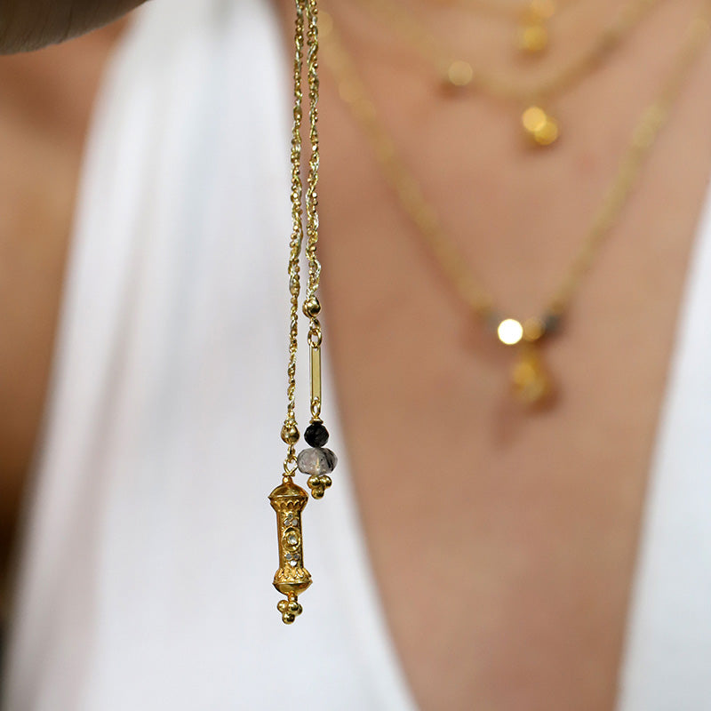 Polki Diamond Pendant Wrap Braided Necklace