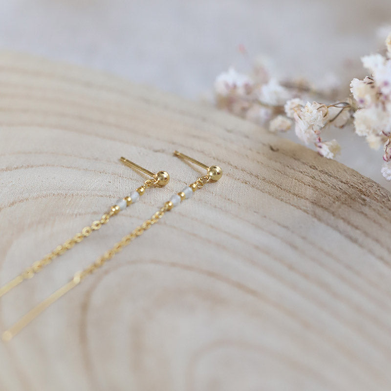 Boucles d'oreilles chainette préhnite