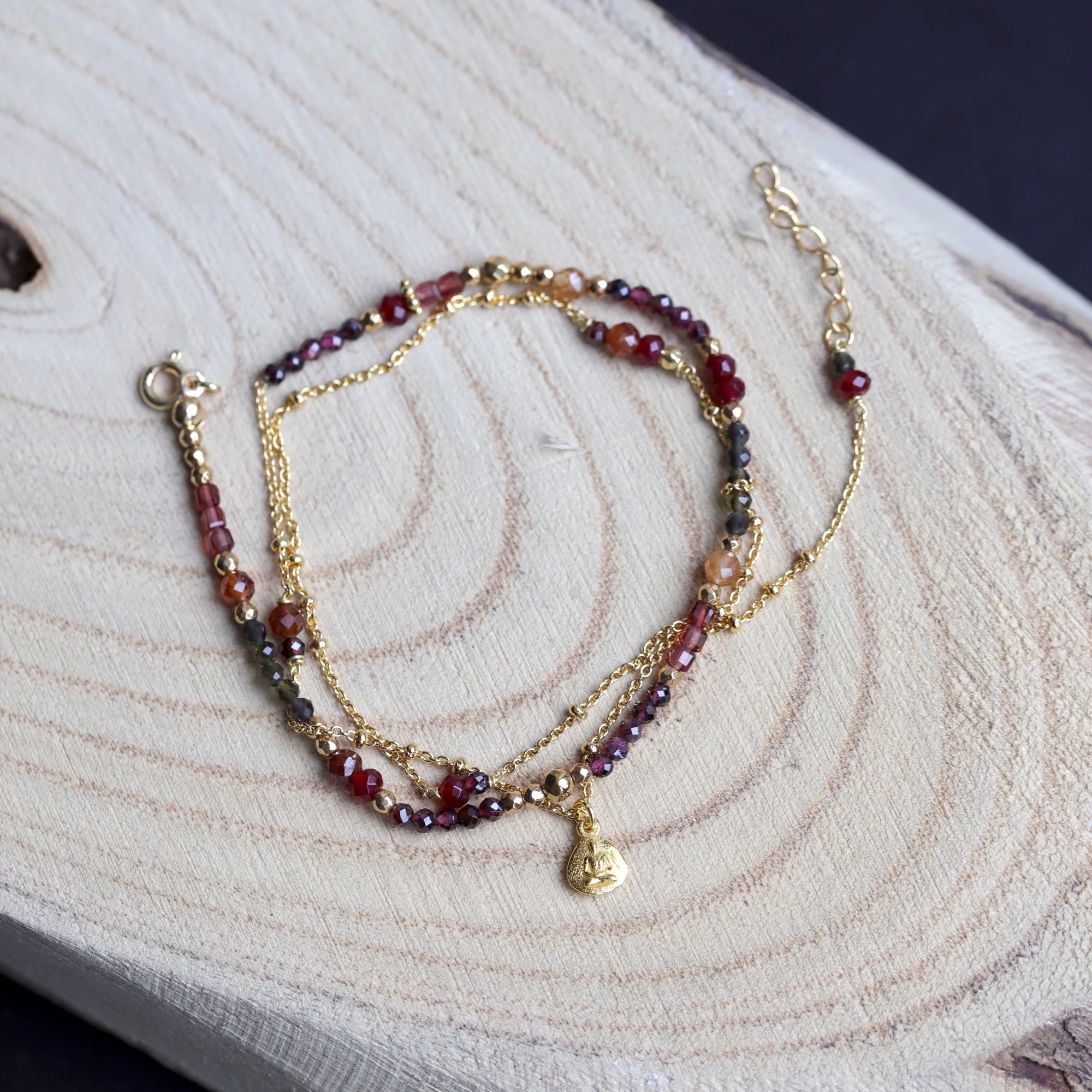 Bracelet/Collier 2 en 1 en grenat et pendentif bouddha