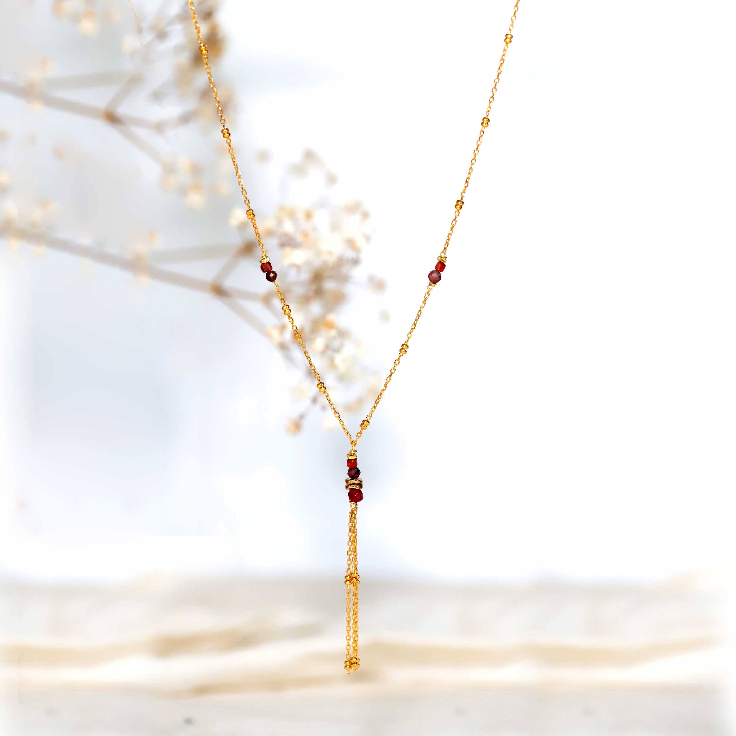 Y-necklace with Garnet