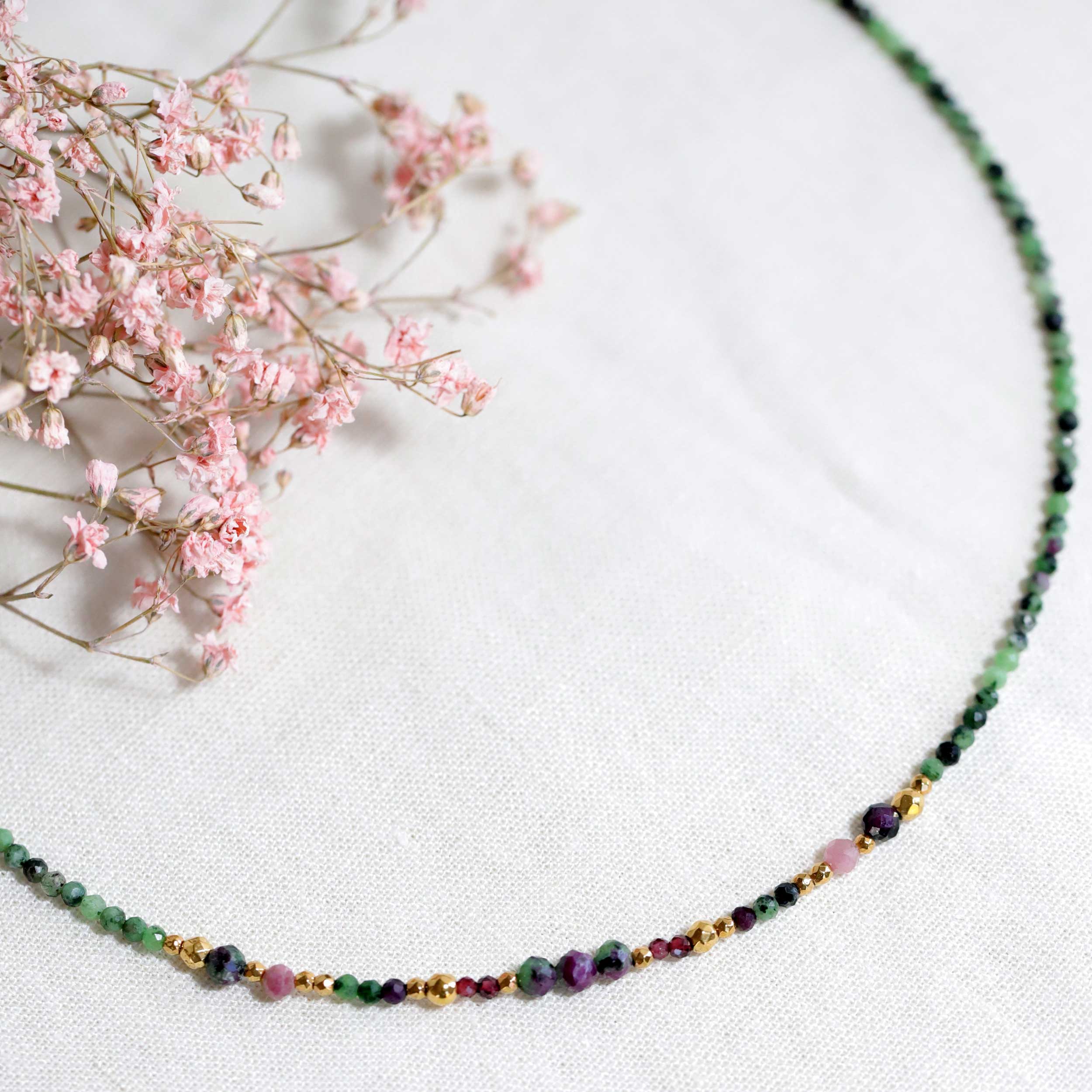 necklace with Rubizoite stones