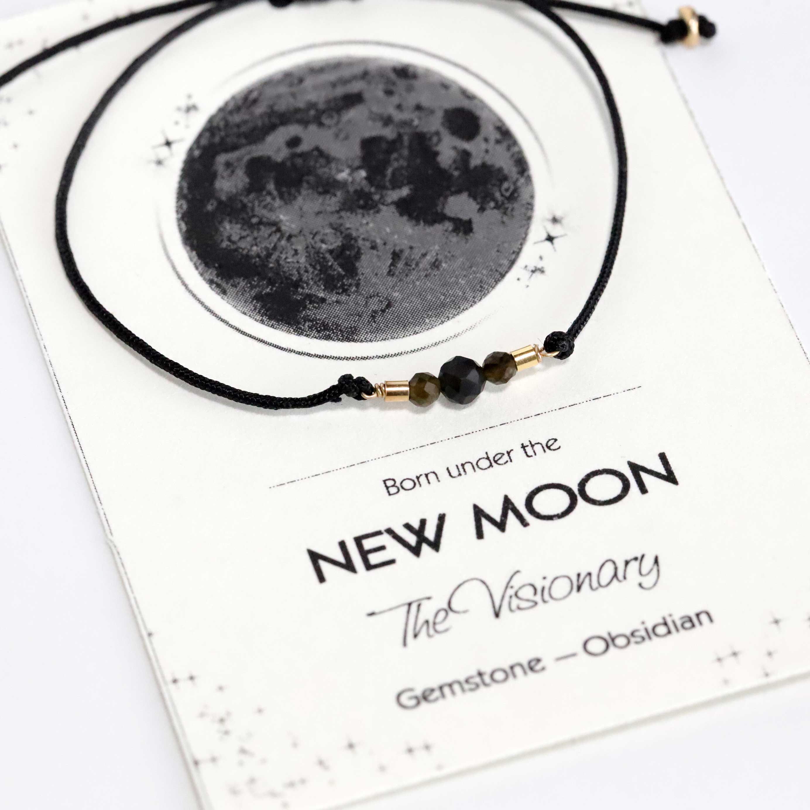 Cord Bracelet with Obsidian